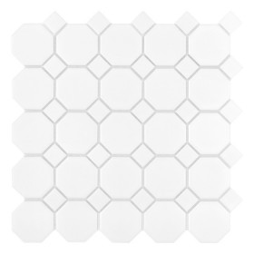 Mini Octagon White 55 matt Mozaika gresowa Biały 29,5x29,5 cm