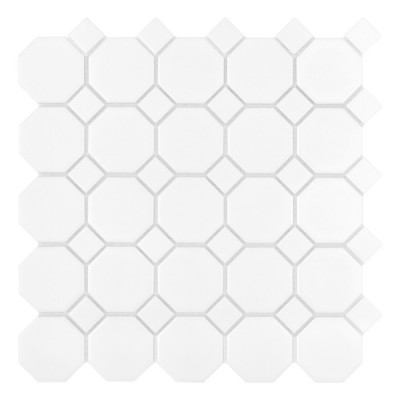 Mini Octagon White 55 matt Mozaika gresowa Biały 29,5x29,5 cm - 1