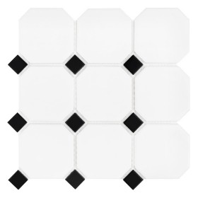 Octagon White 95 matt Mozaika gresowa Biały 30x30 cm