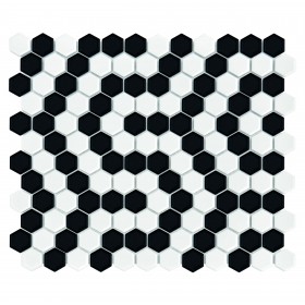 Mini HEXAGON B&W Coral Mozaika gresowa Biały 30x26 cm