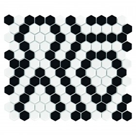 Mini HEXAGON B&W Lace Mozaika gresowa Biały 26x30 cm
