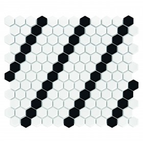 Mini HEXAGON B&W Lean Mozaika gresowa Biały 26x30 cm