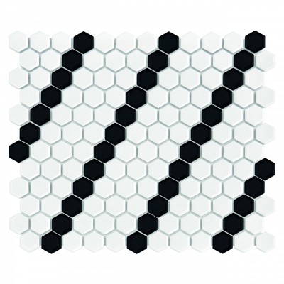 Mini HEXAGON B&W Lean Mozaika gresowa Biały 26x30 cm - 1