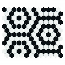 Mini HEXAGON B&W Nano Mozaika gresowa Biały 30x26 cm