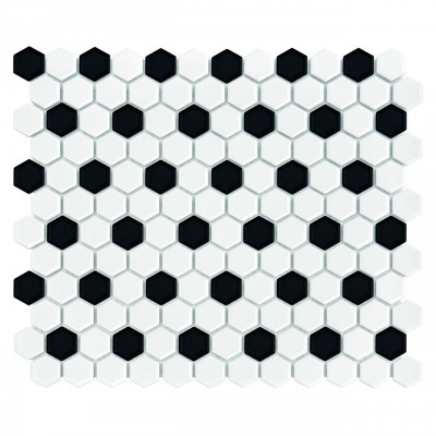 Mini HEXAGON B&W Mix Mozaika gresowa Biały 30x26 cm - 1