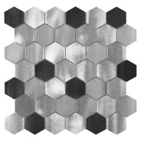 Allumi Grey Hexagon Mix 48 Mozaika metalowa Czarny 30x30 cm