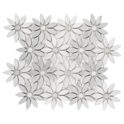 Carrara White Bloom Mozaika kamienna Biały 28,5x31,5x1 cm - 1