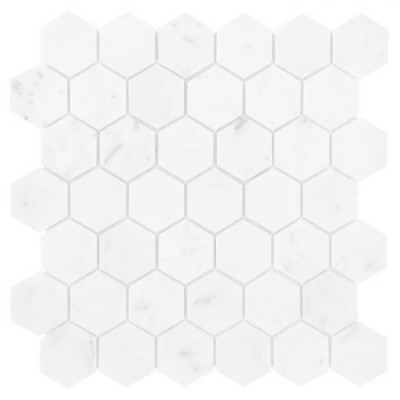 Carrara White Hexagon 48 Mozaika kamienna Biały 29,8x30,2 cm - 1