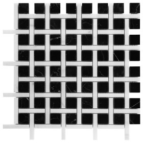 Pure Black BW02 Mozaika kamienna Biały 30,5x30,5 cm