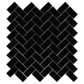 Pure Black HERRINGBONE 48 Mozaika kamienna Czarny 28,5x30,5 cm